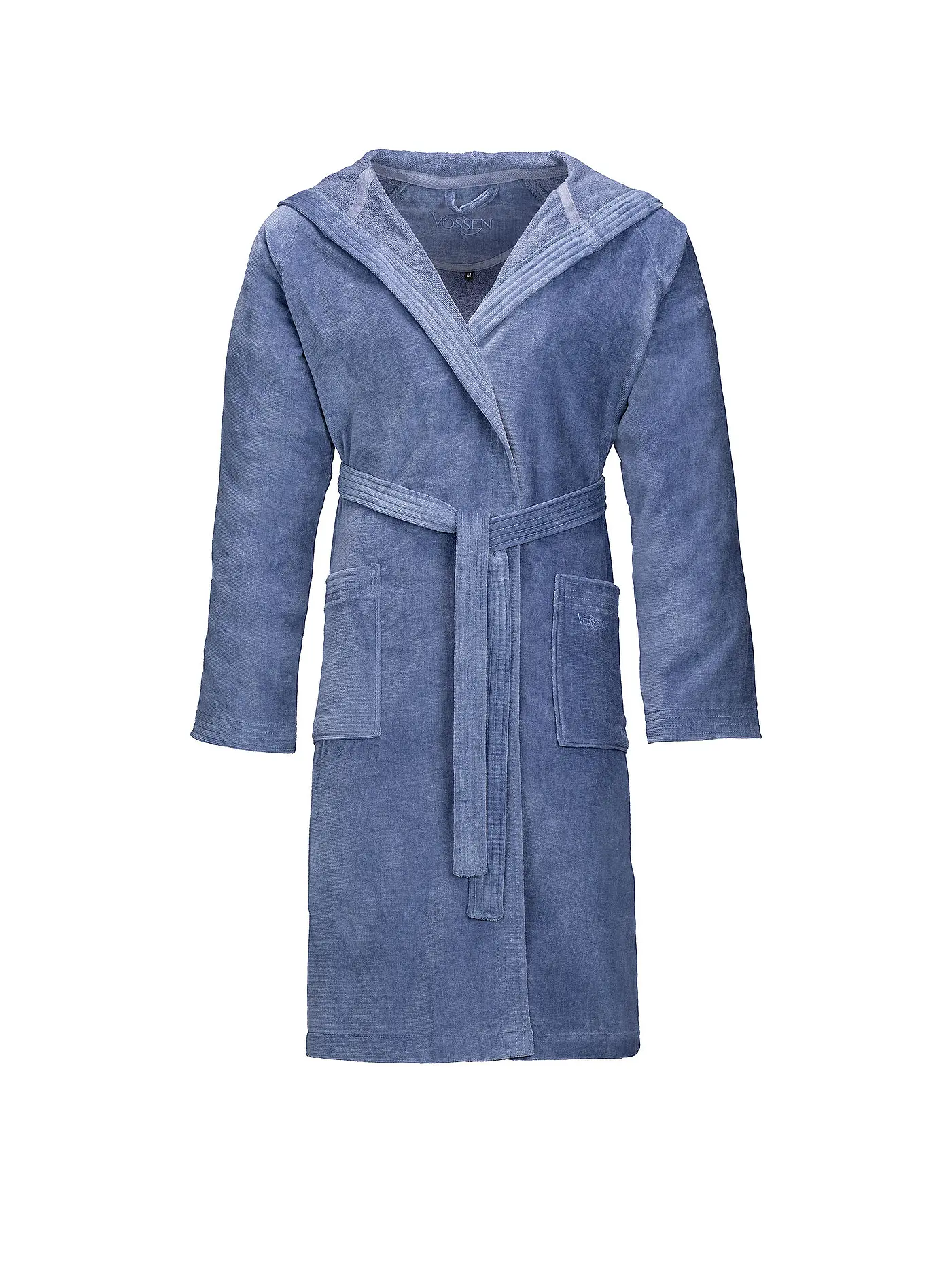 VOSSEN | Unisex-Velours-Bademantel "Texas" (Winternight) | blau